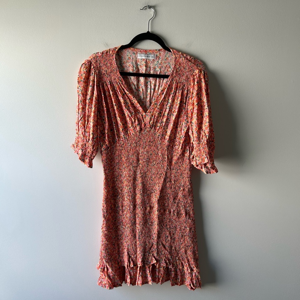 Faithful the Brand orange floral printed short sleeve dress